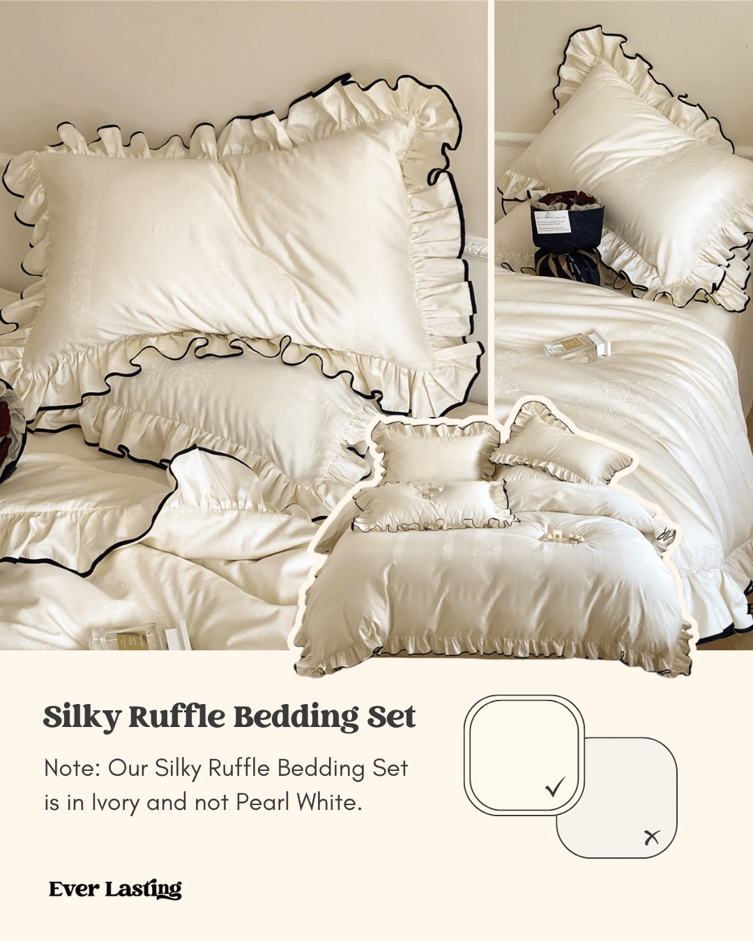 Silky Ruffle Bedding Set / Rust Pink