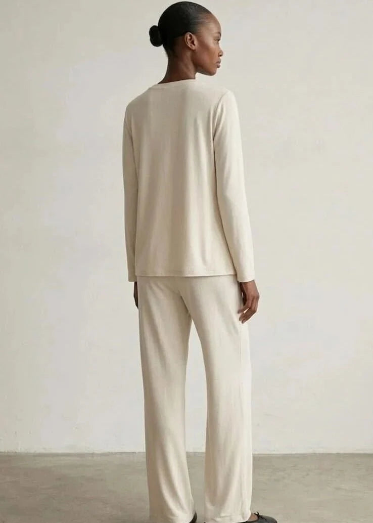 Solid Ruffle V Tank and Long Pants with Cardigan Modal Pajama Set