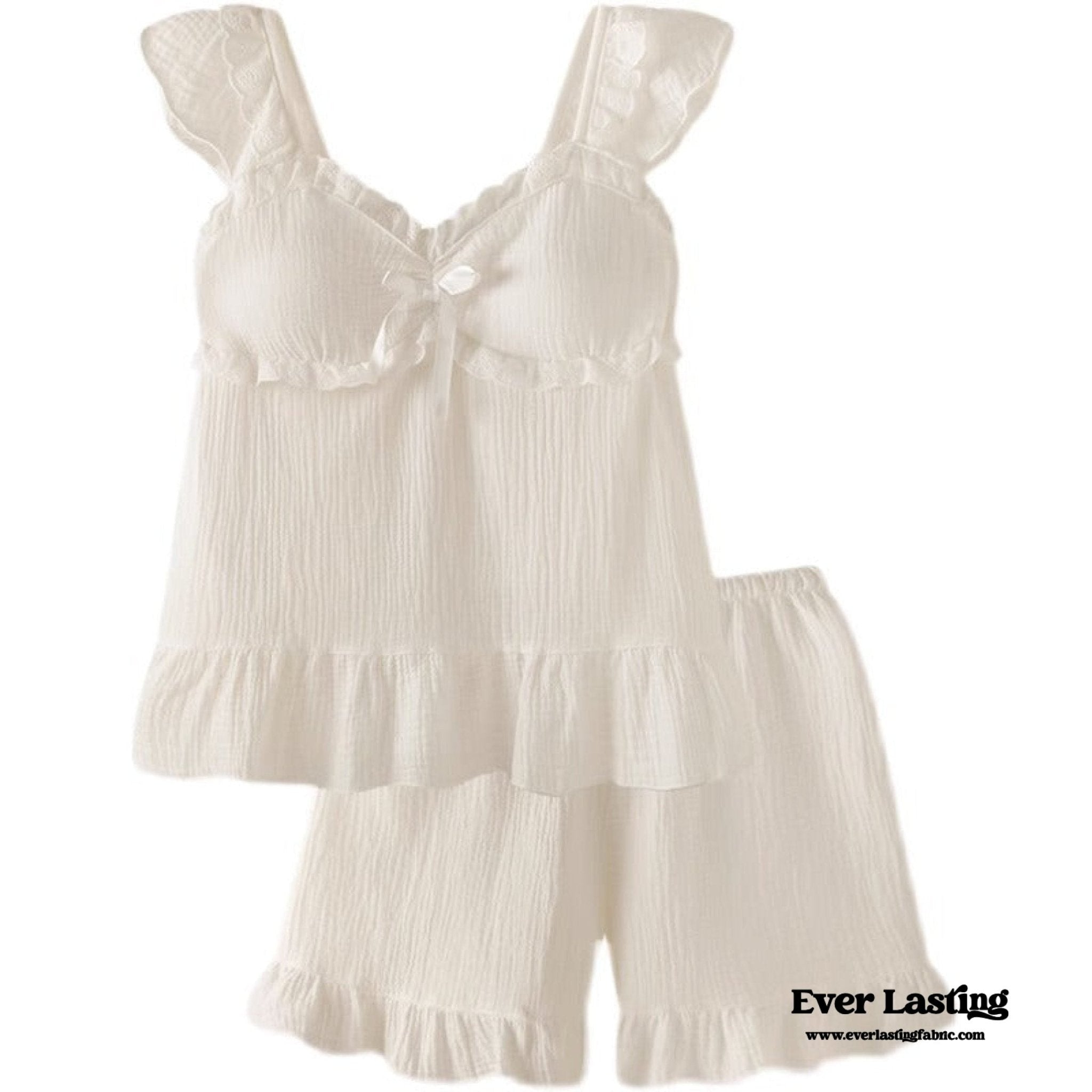 Sweet Ruffle Shorts Pajama Set / Blue