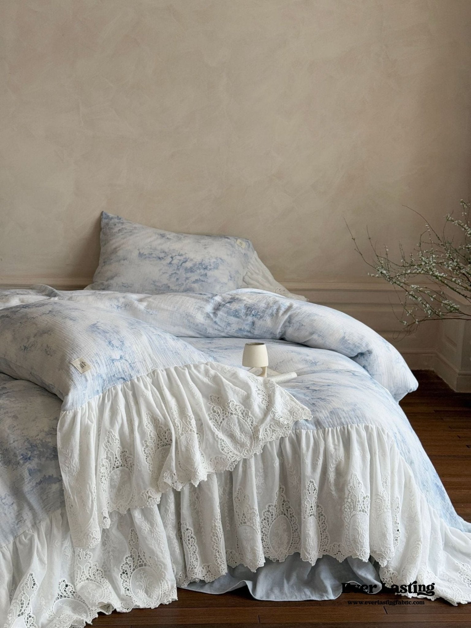 Sylvie Lace Gauze Bedding Set / Blue Sky
