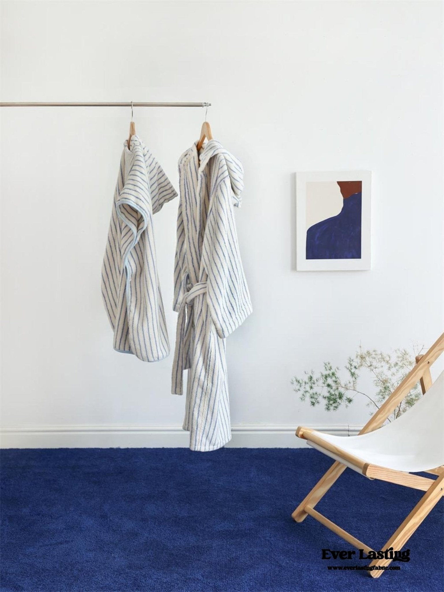 Thin Striped Towel and Bathrobe Set