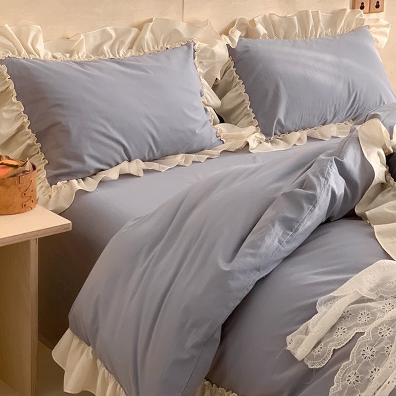 Vintage Earth Tone Large Ruffle Bedding Set / Pink
