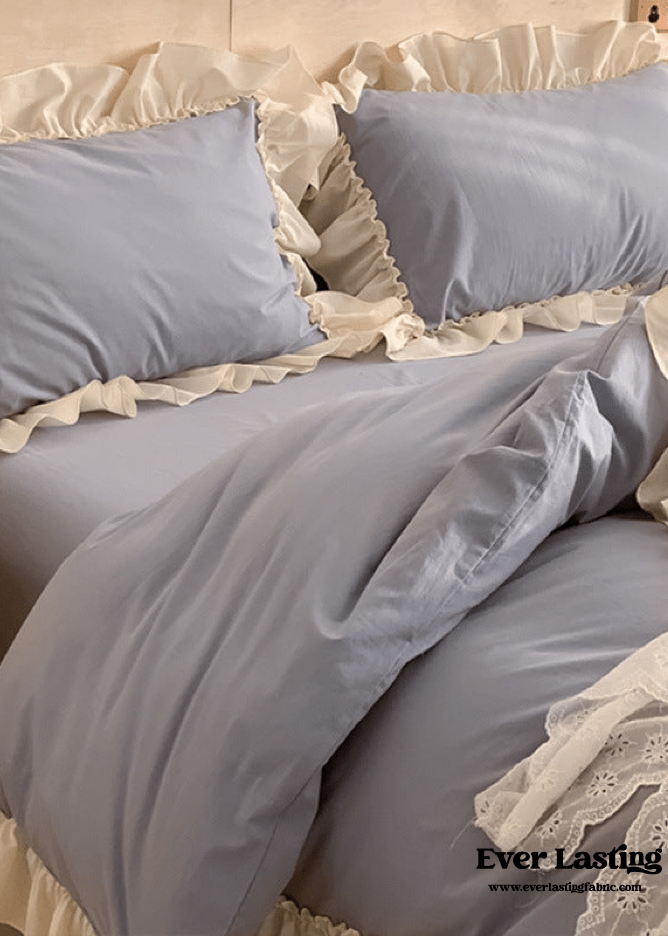 Vintage Earth Tone Large Ruffle Bedding Set / Pink